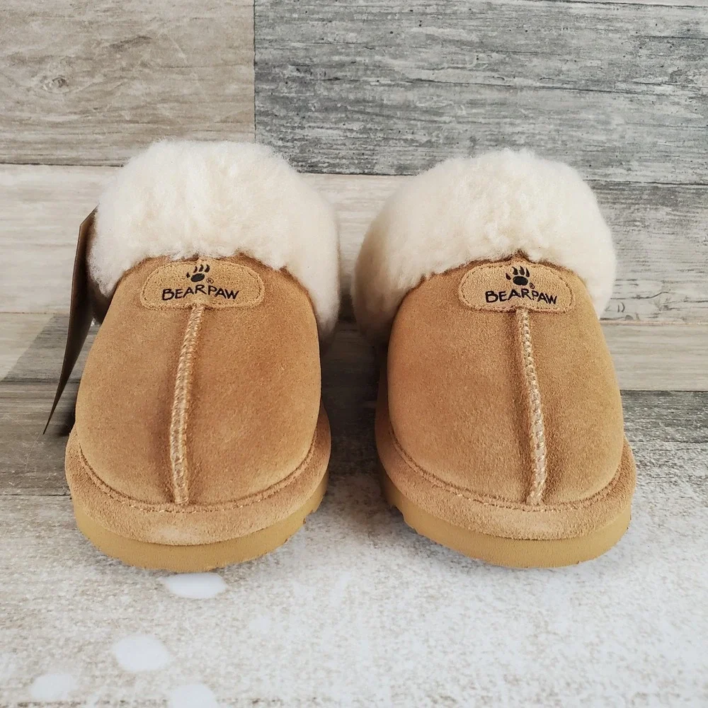 Bearpaw Loki Kids Slippers Sz 13 M Iced Coffee Suede Comfort Slip On Round Toe